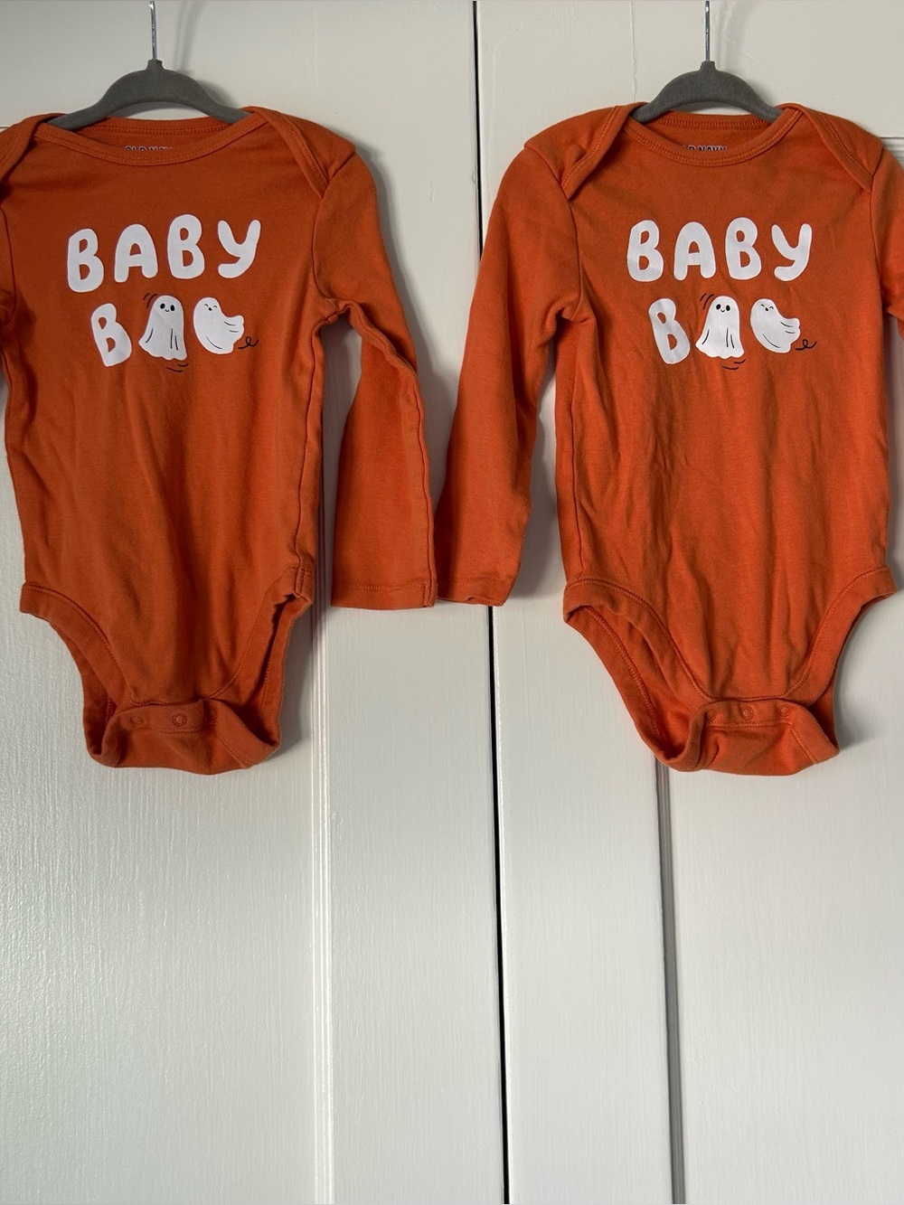 Old Navy Halloween Orange Cotton Baby Boo Bodysuits - Set of 2 Size 18-24 Months